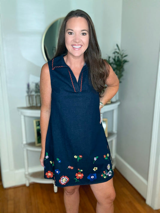 Indigo Embroidered Dress