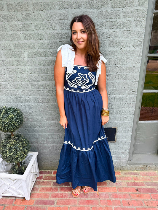 Navy Cord Detail Dress