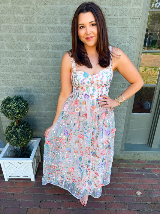 3D Floral Mesh Midi