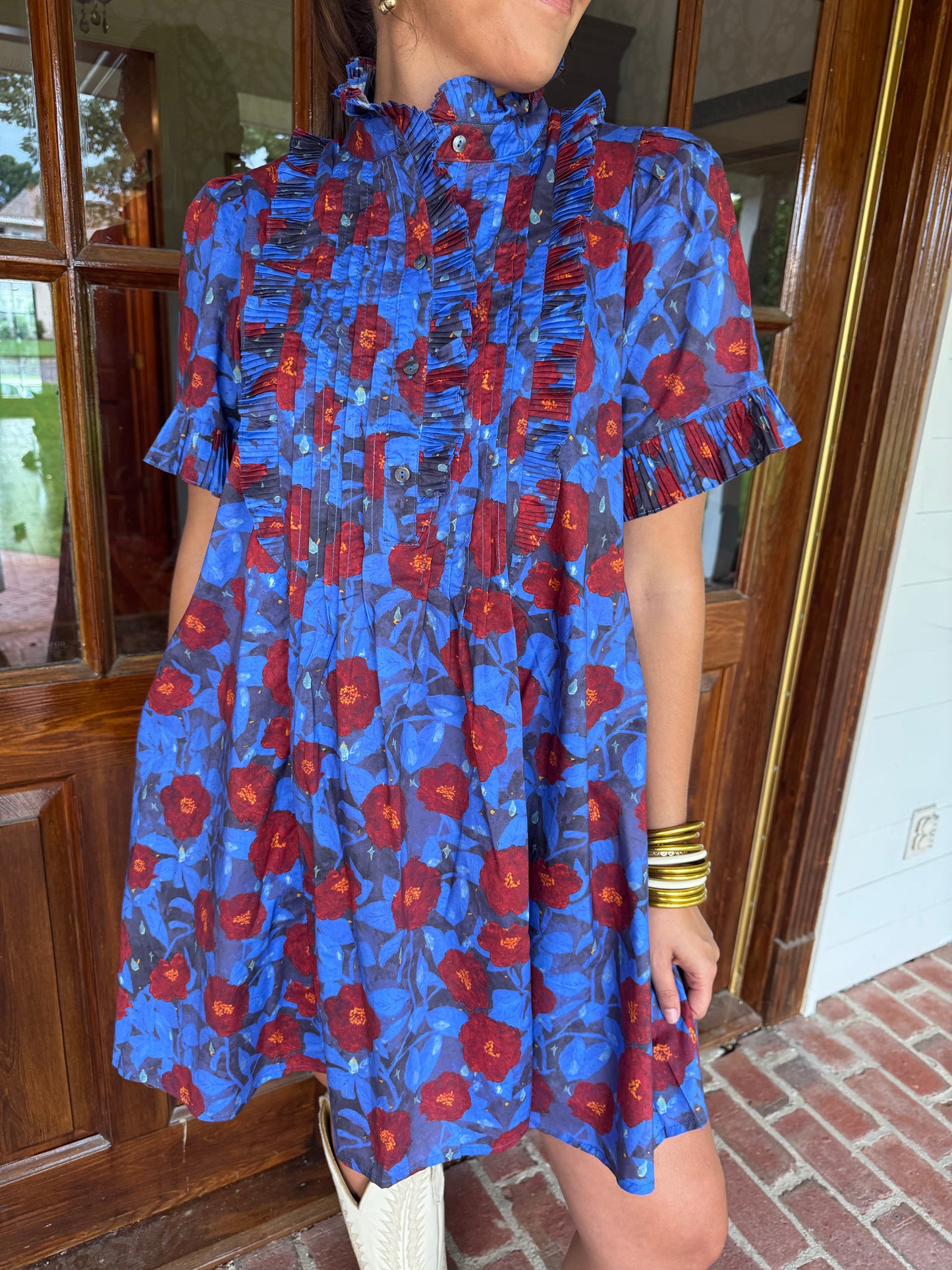 Midnight Floral Ruffle Dress