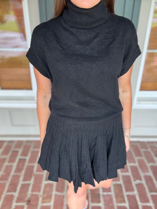 Black Turtleneck Skirt Set