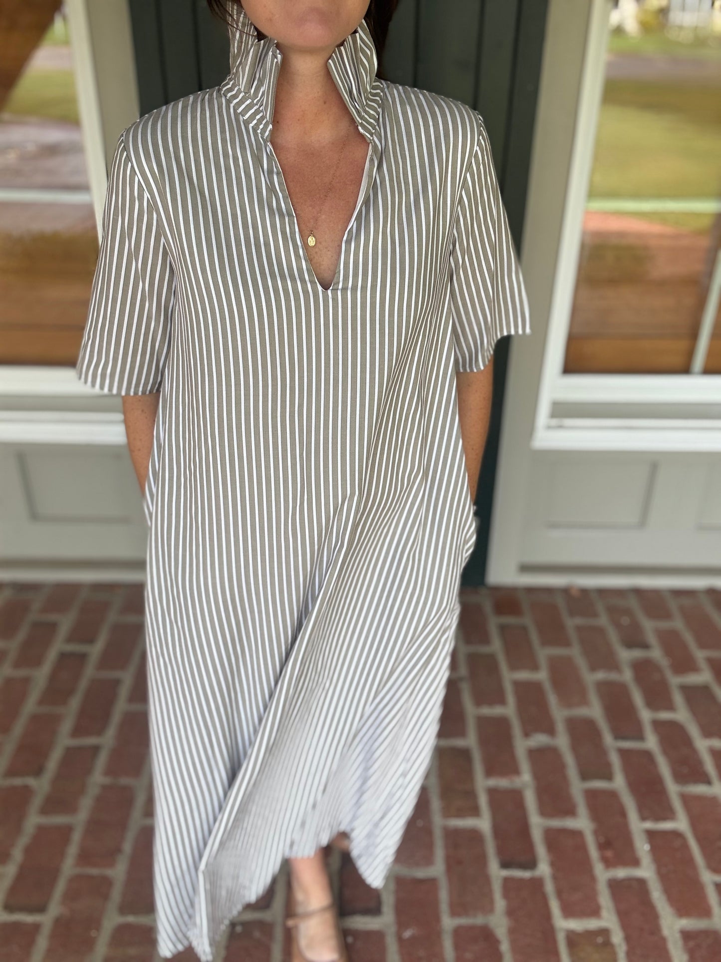 Audrey Olive Stripe Dress
