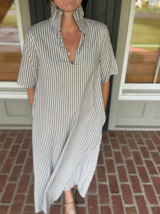 Audrey Olive Stripe Dress