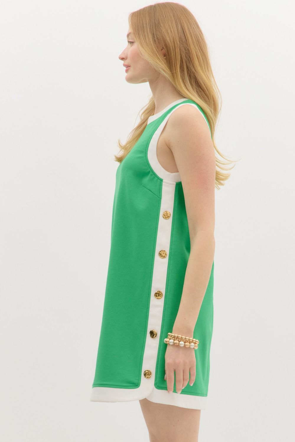 Green Button Detail Dress