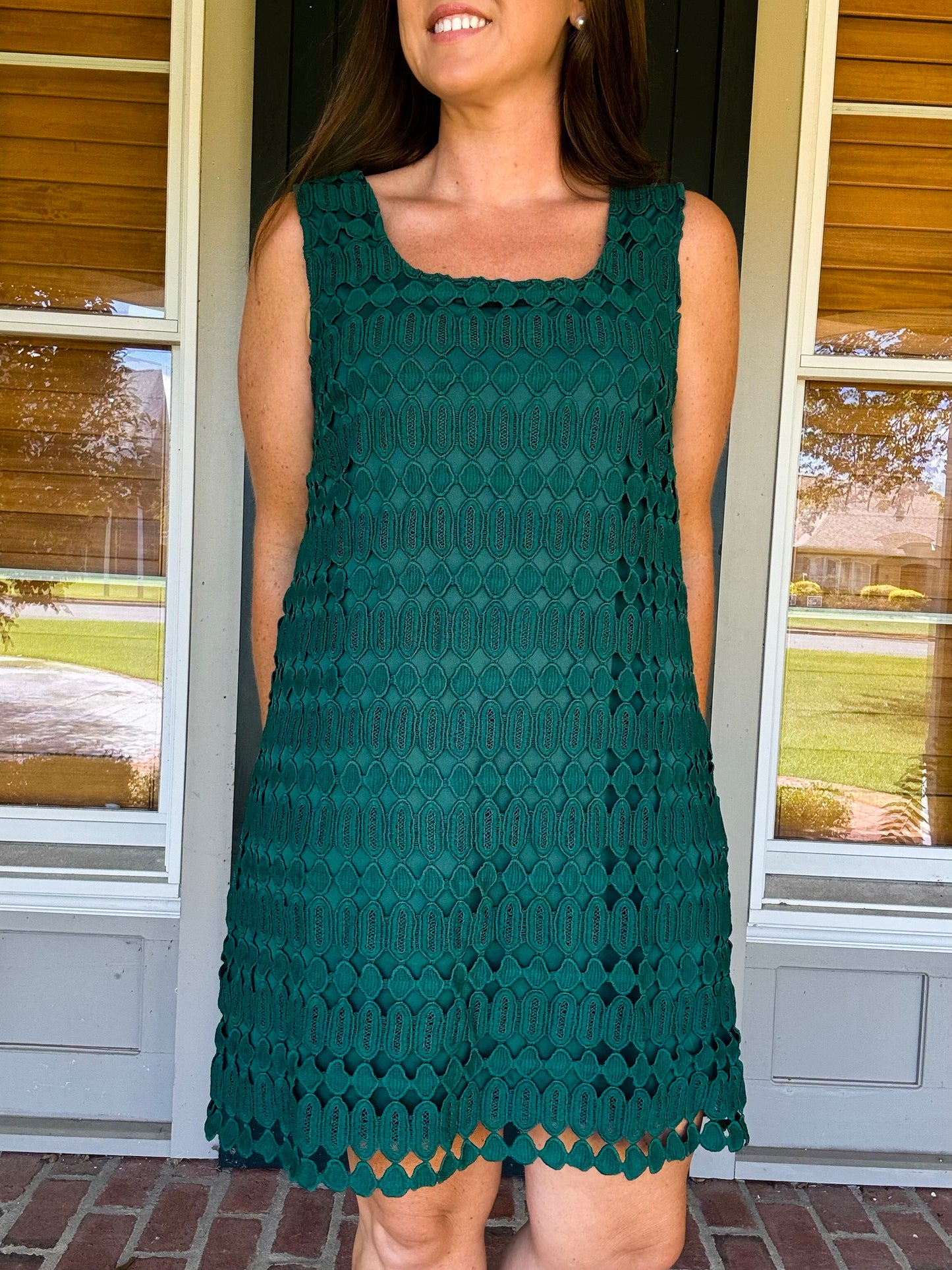 Pine Embroidered Shift Dress