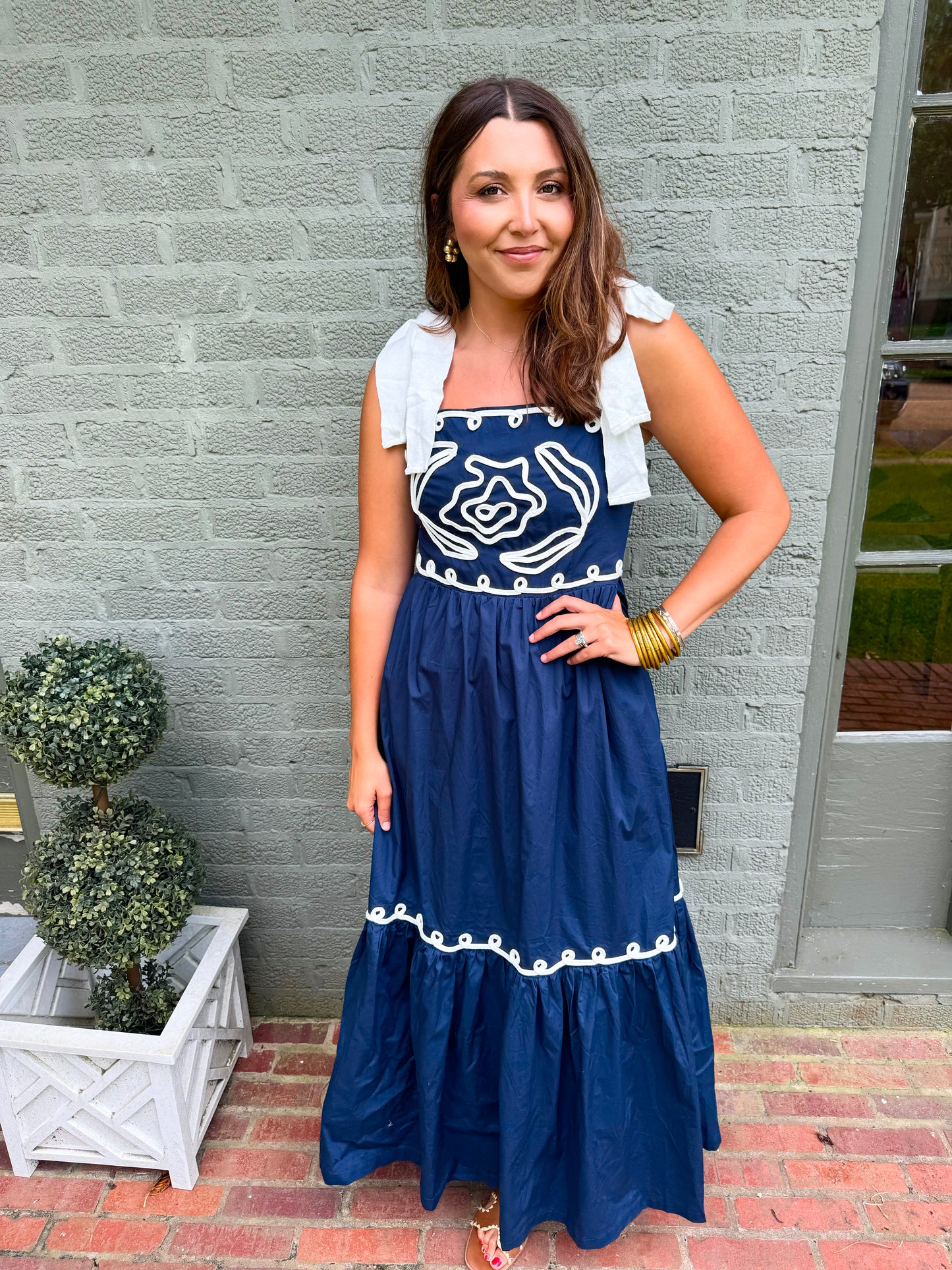 Navy Cord Detail Dress