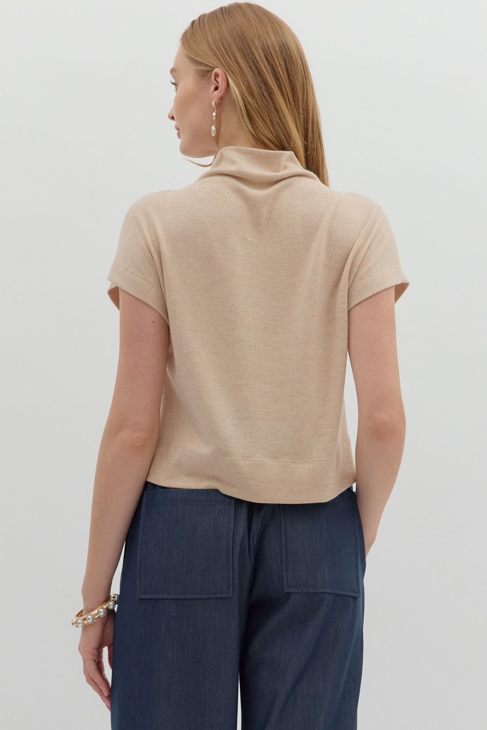 Oatmeal Mock Neck Top