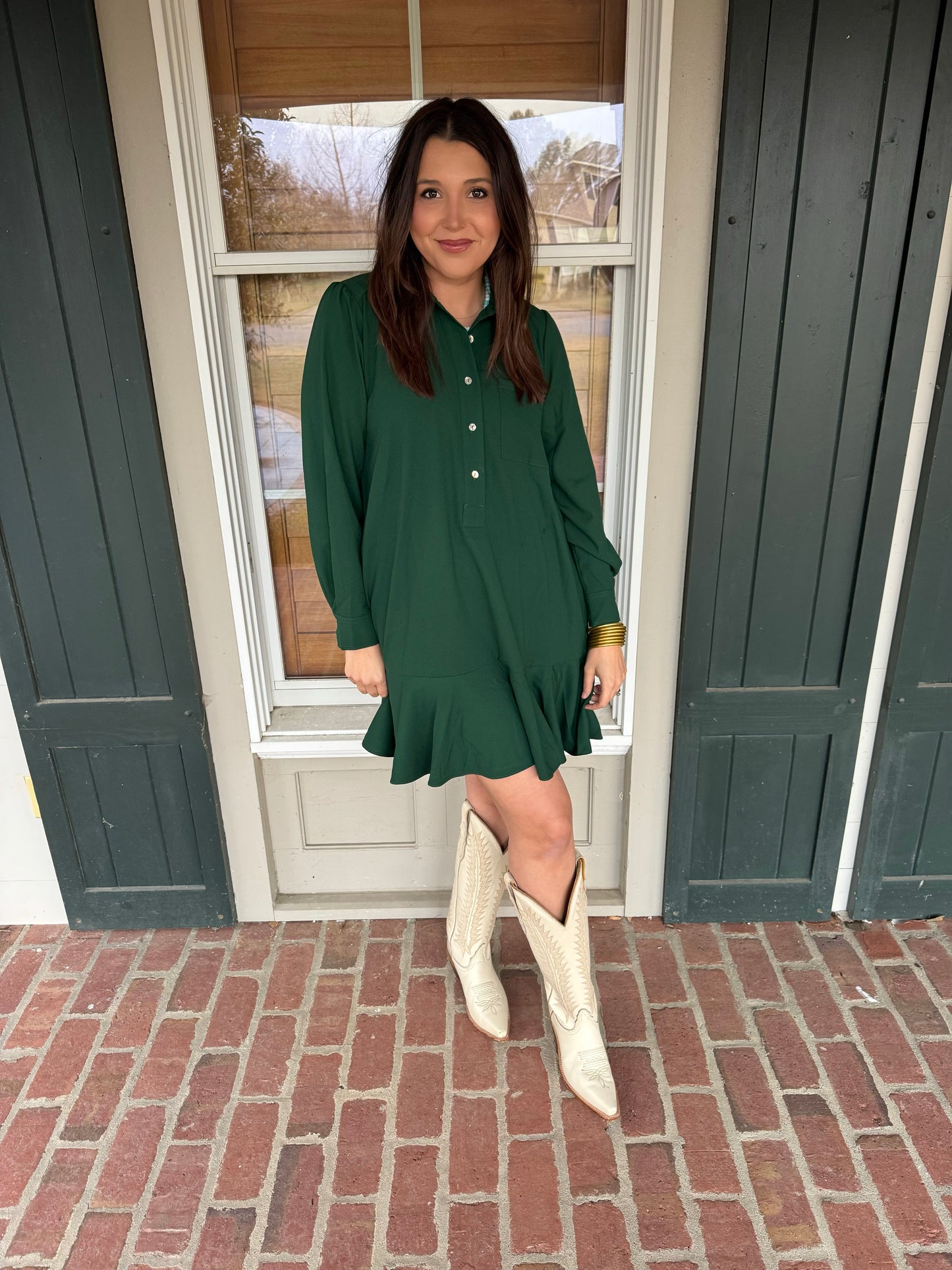 Hunter Green Inspired Shirt Dress