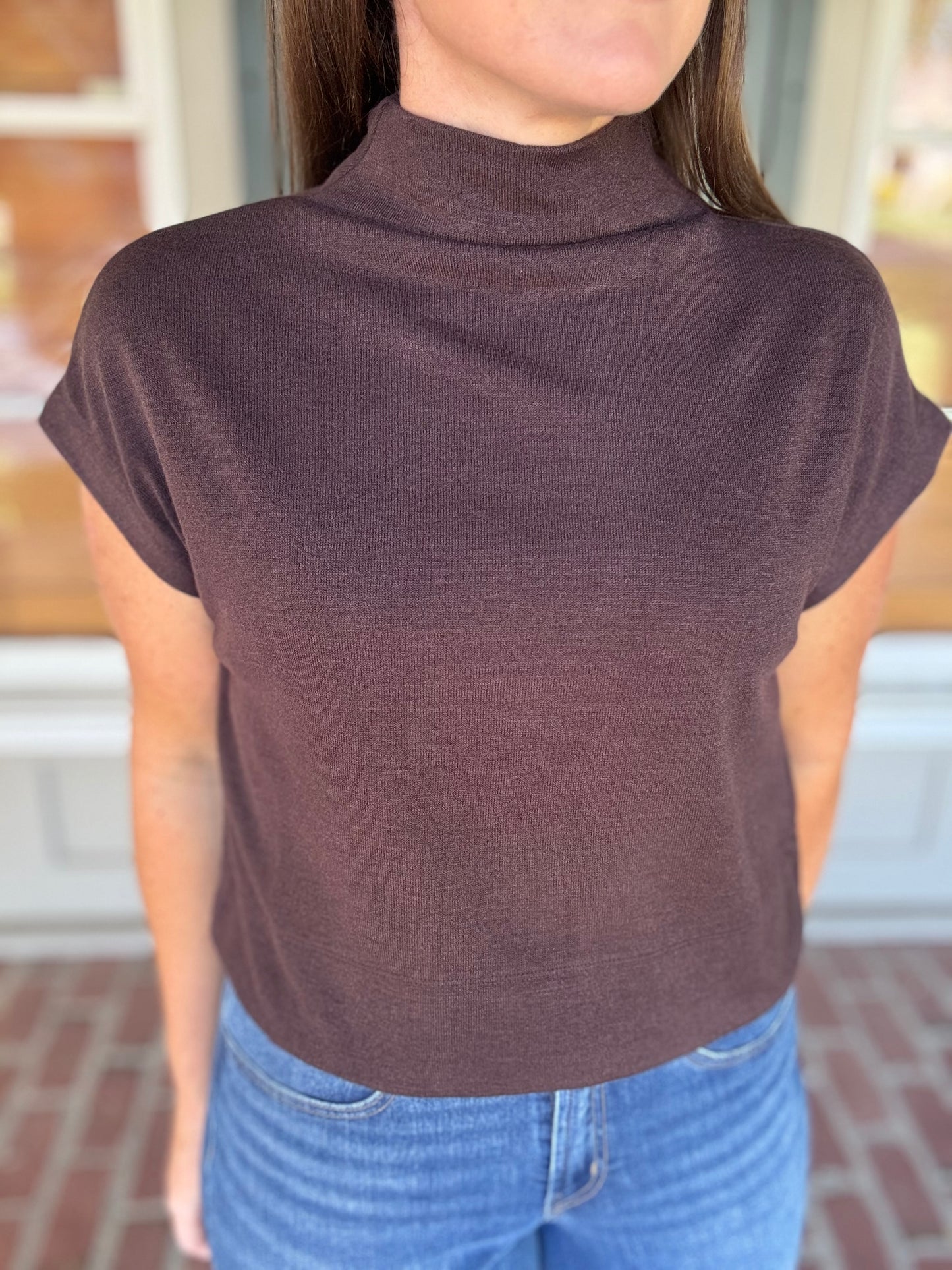 Chocolate Mock Neck Top