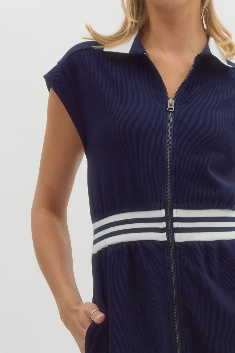 Navy Zip Athletic Dress