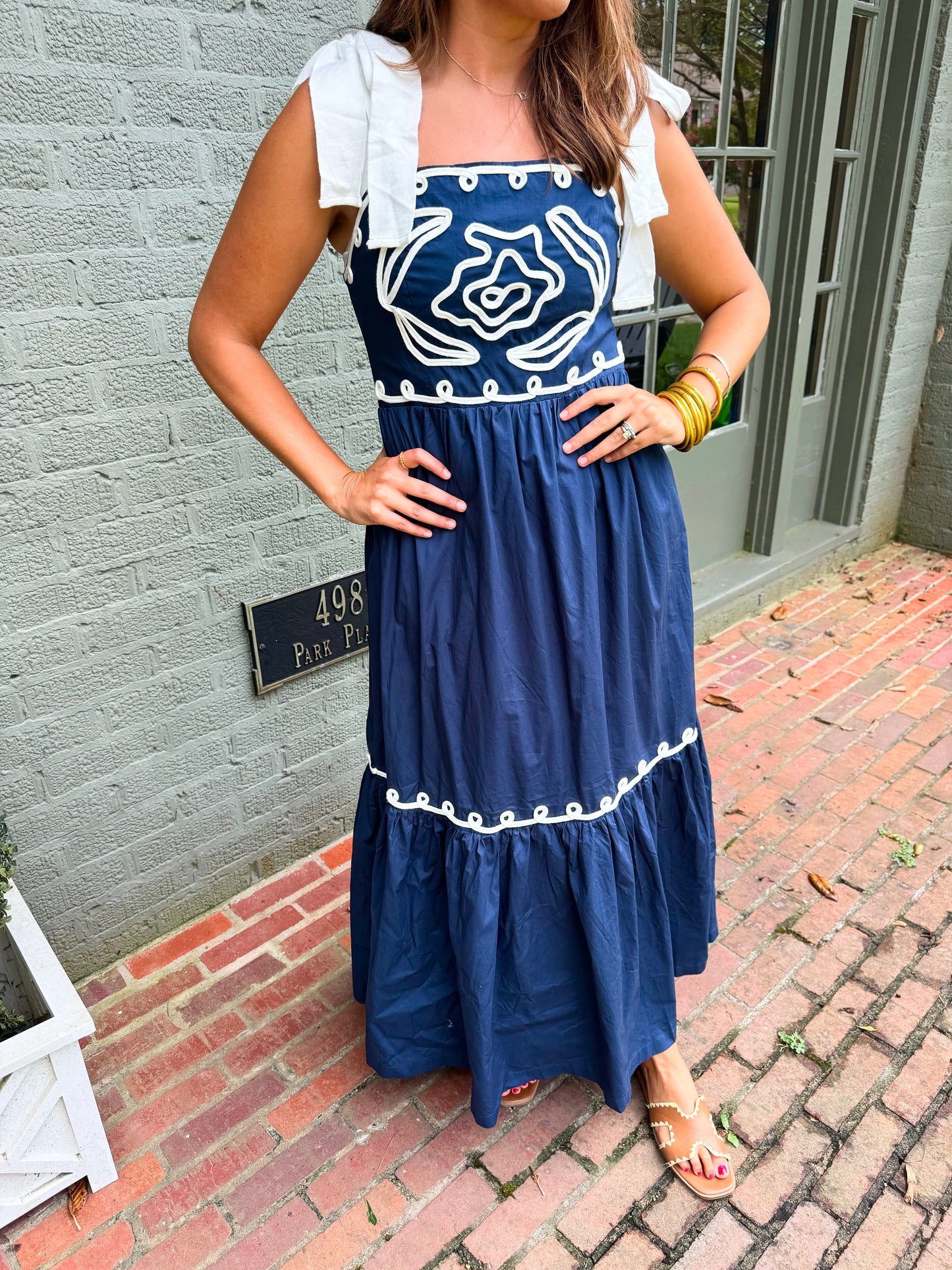 Navy Cord Detail Dress