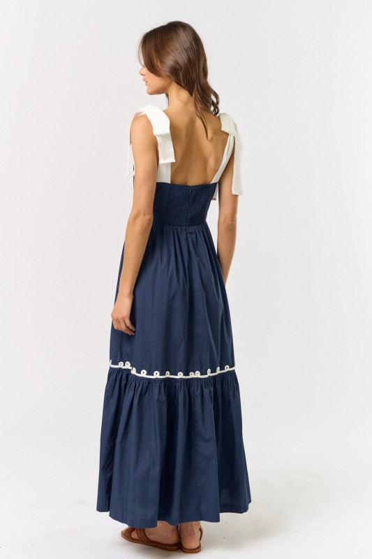 Navy Cord Detail Dress