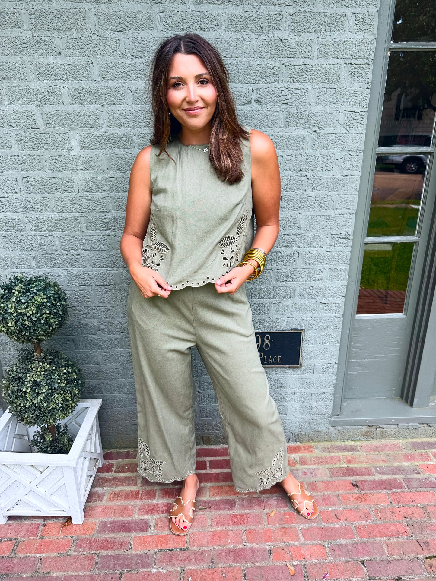 Olive Embroidered Jumpsuit