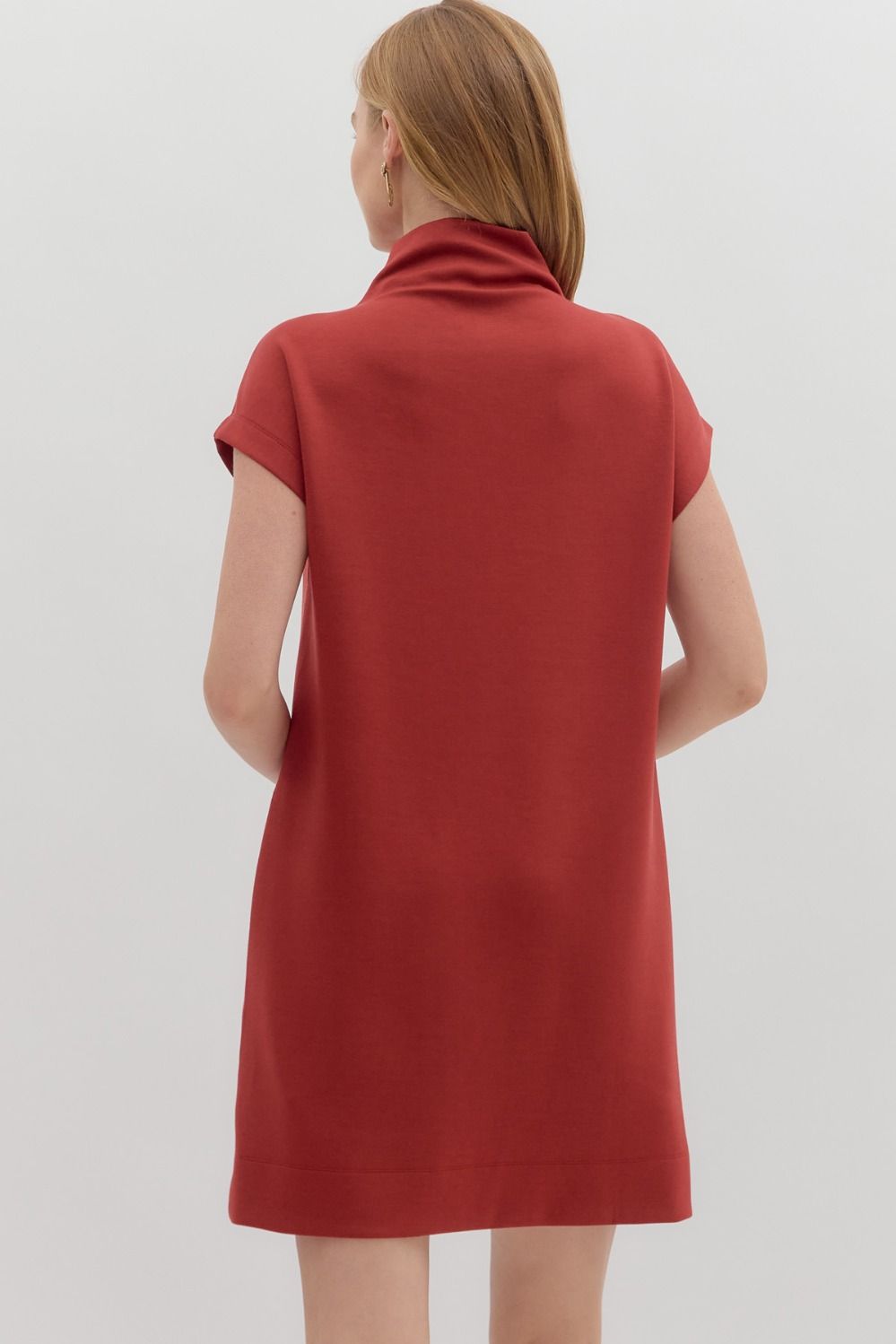 Brick Mock Neck Dress