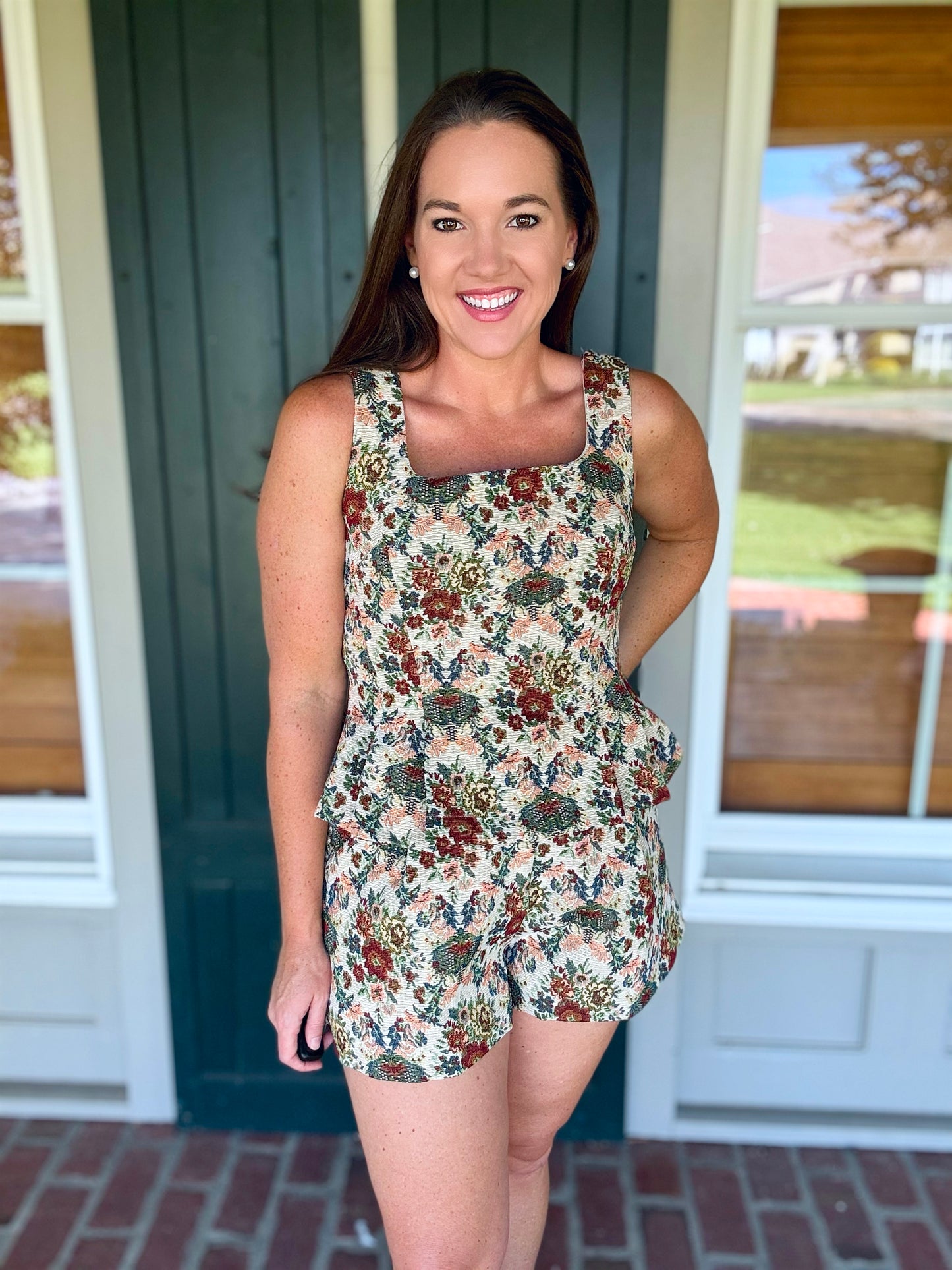 Taupe Jacquard Short Set