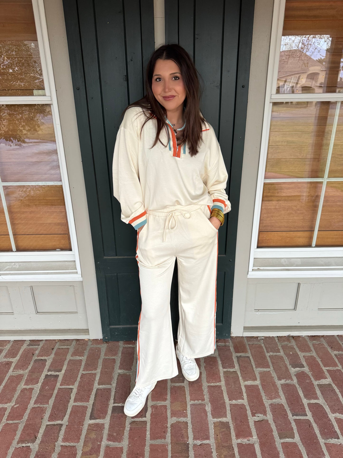 Cream Athleisure Pant Set