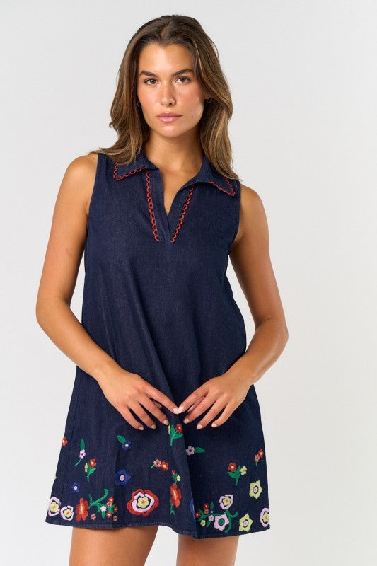 Indigo Embroidered Dress
