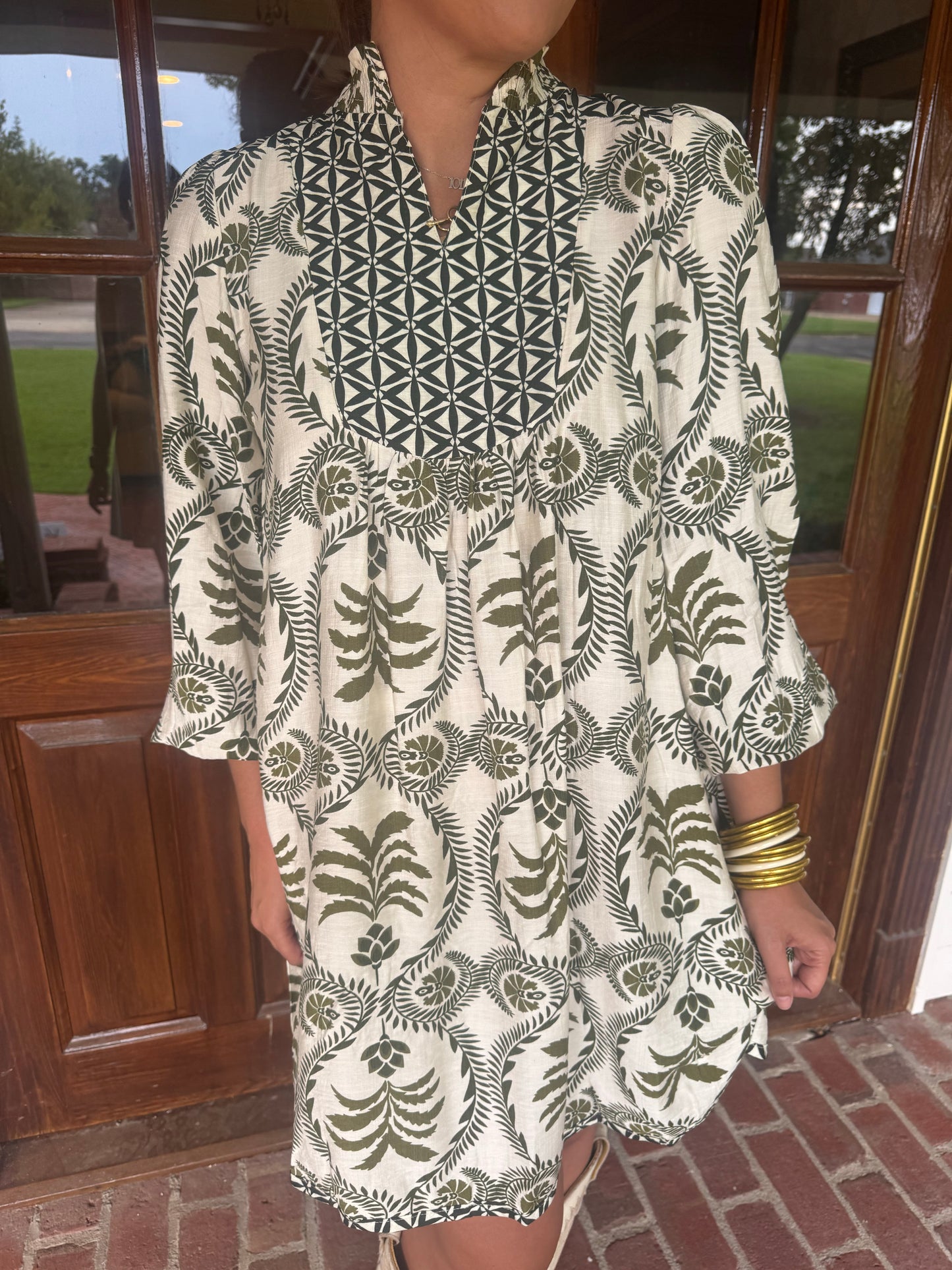 Olive Mix Printed Dress
