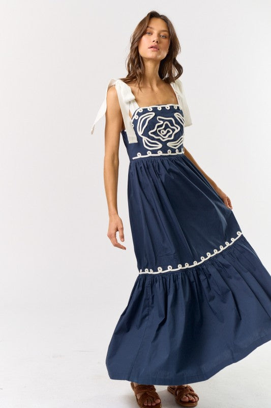 Navy Cord Detail Dress