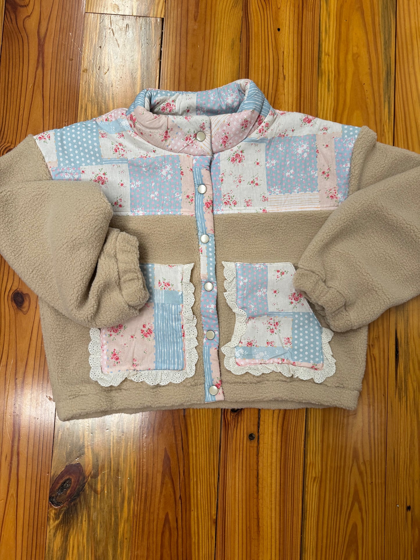 Floral Detail Sherpa Jacket