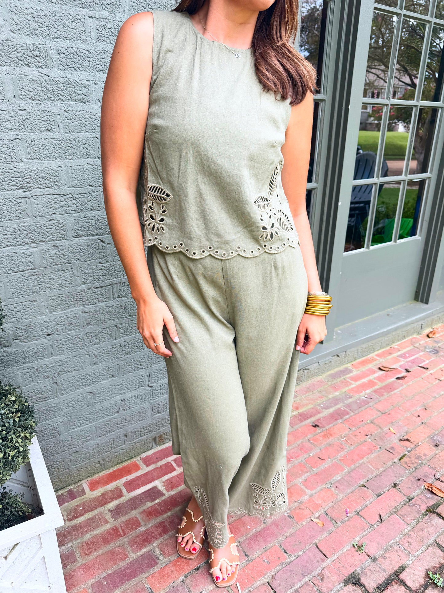 Olive Embroidered Jumpsuit