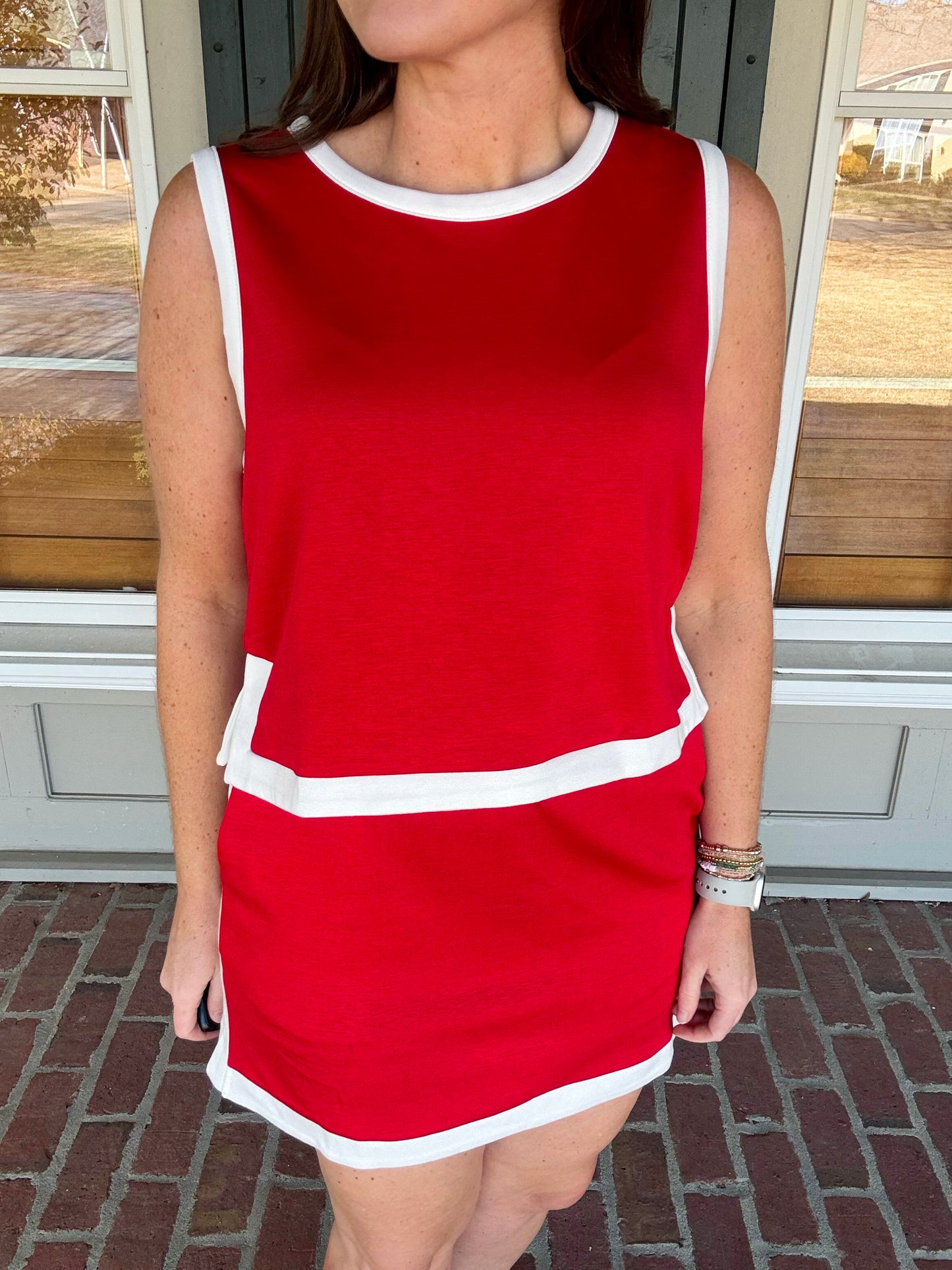 Red Knit Skort Set