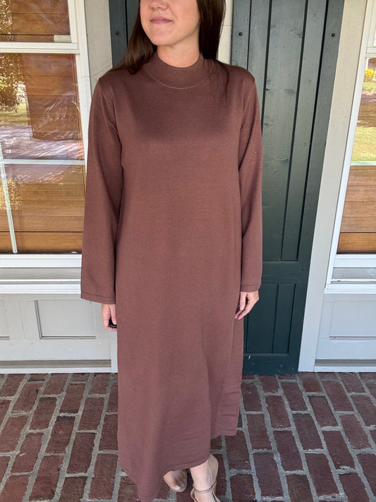 Coffee Mock Neck Midi