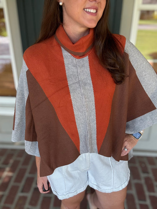 Fall Colorblock Poncho