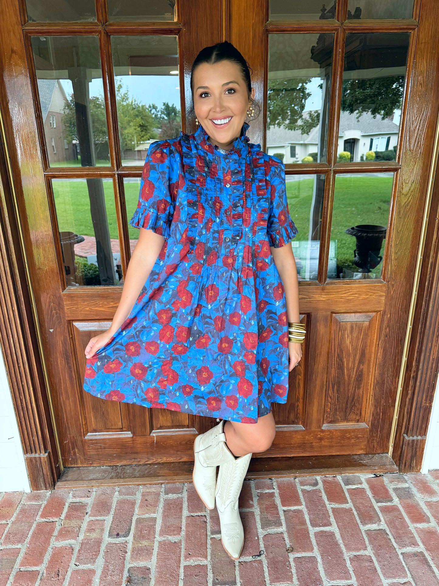 Midnight Floral Ruffle Dress