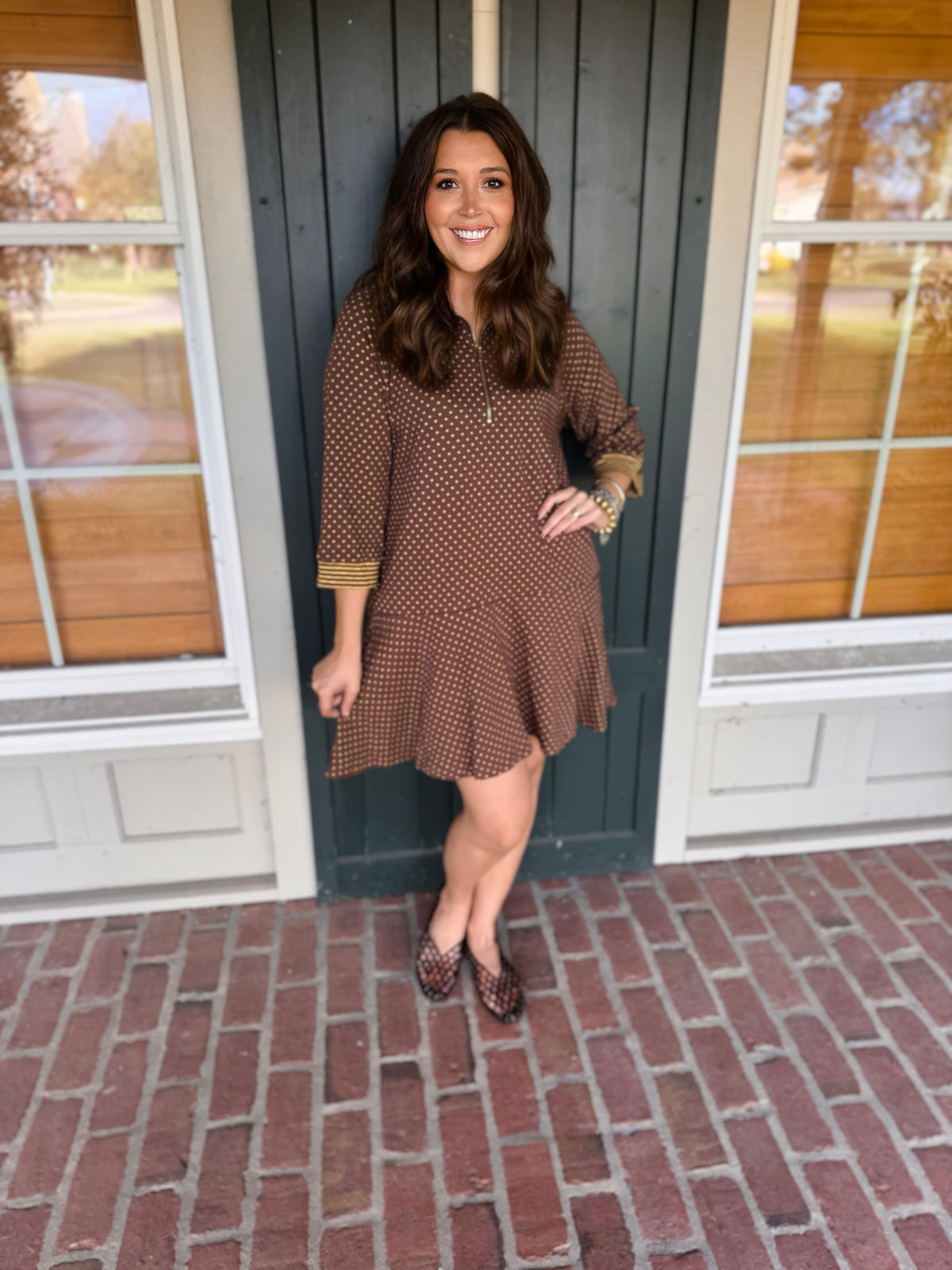 Brown Polka Dot Athleisure Dress
