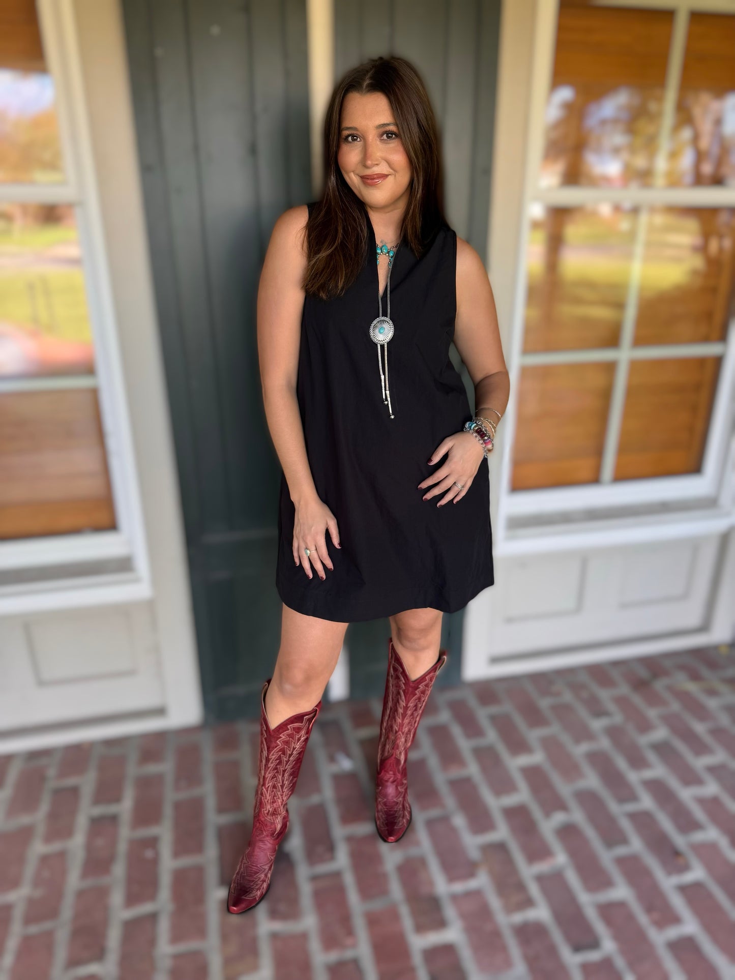 Black High Neck Stand Collar Dress