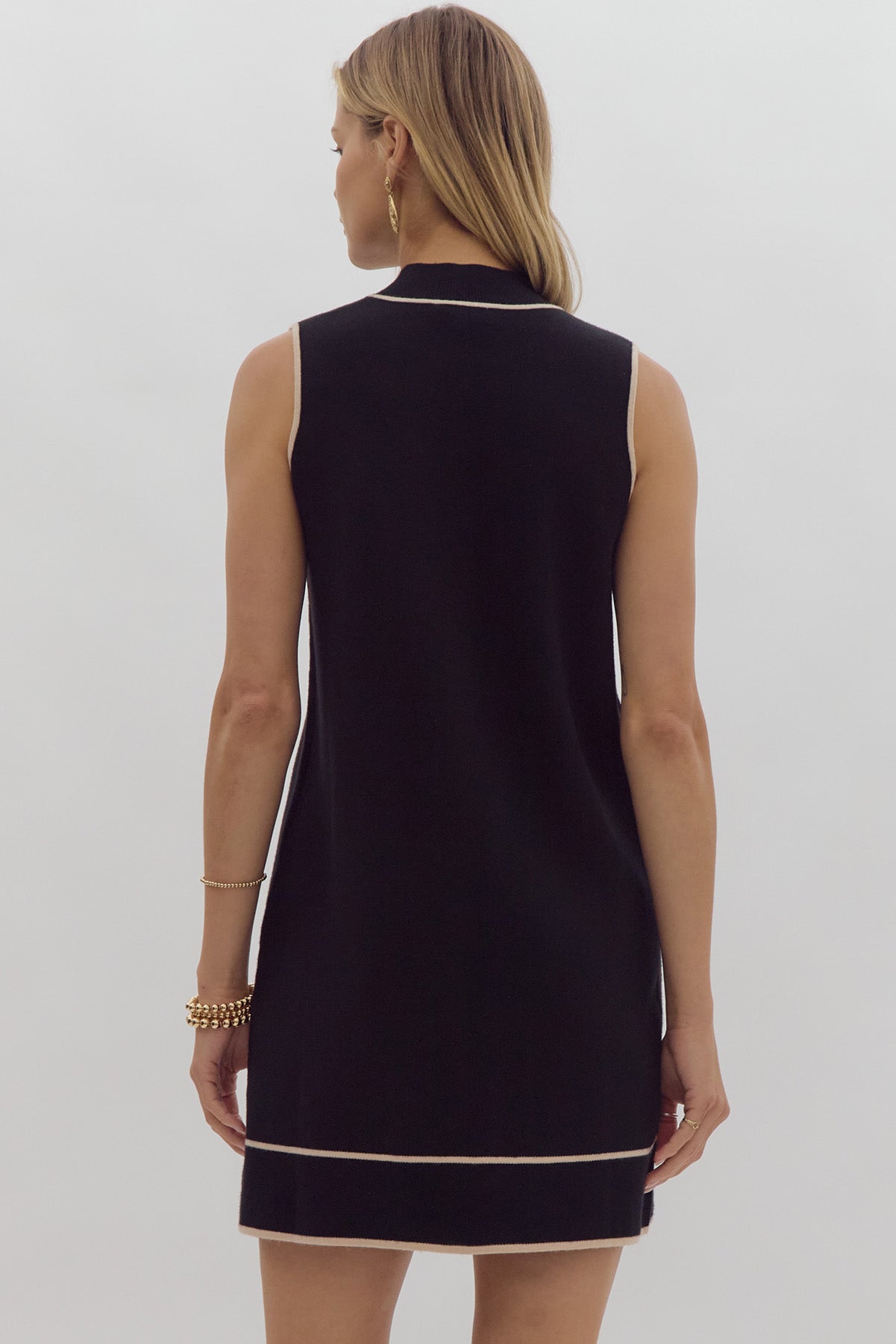 Black Sleeveless Mock Neck Dress