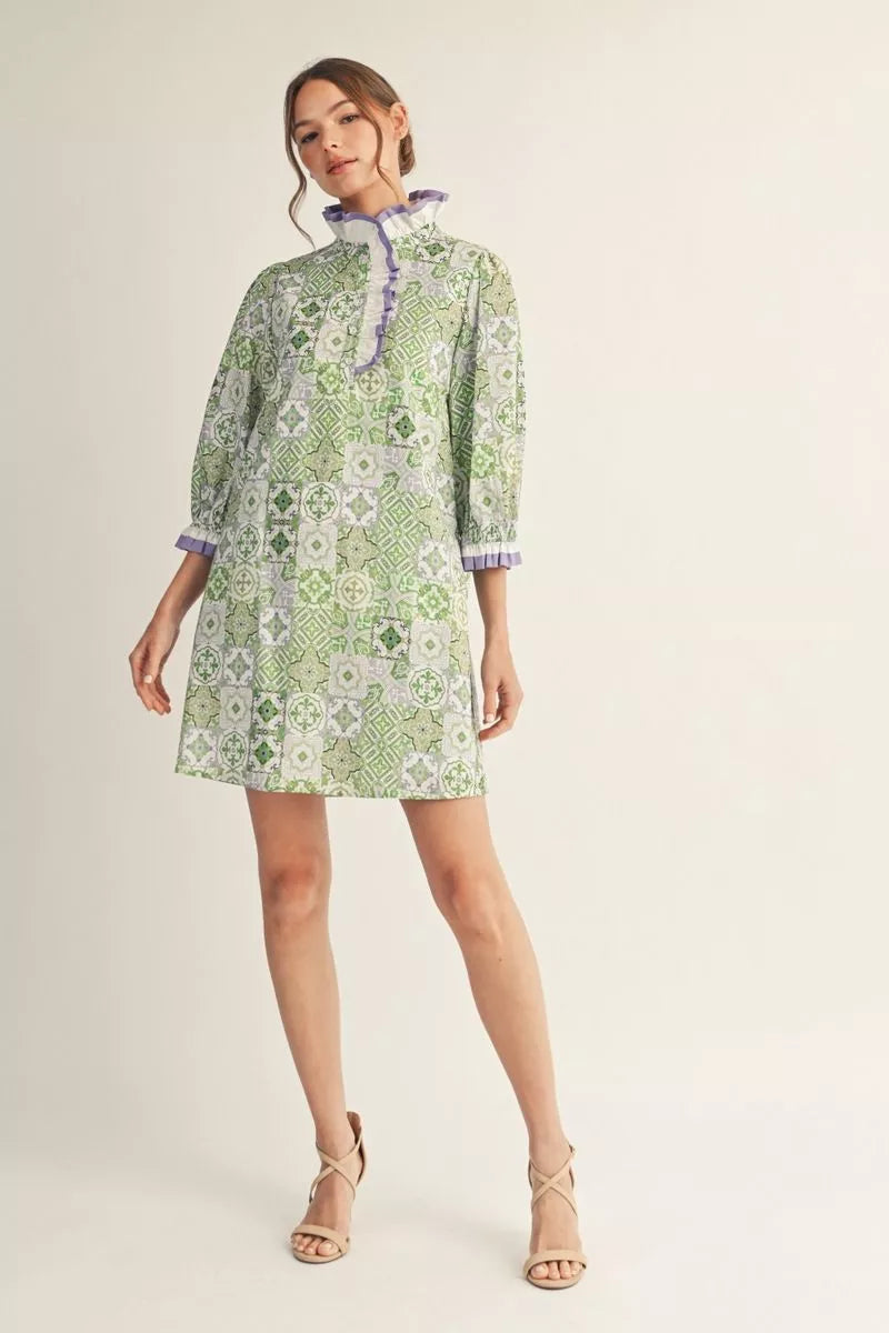 Kelly and Lavender Tile Dress