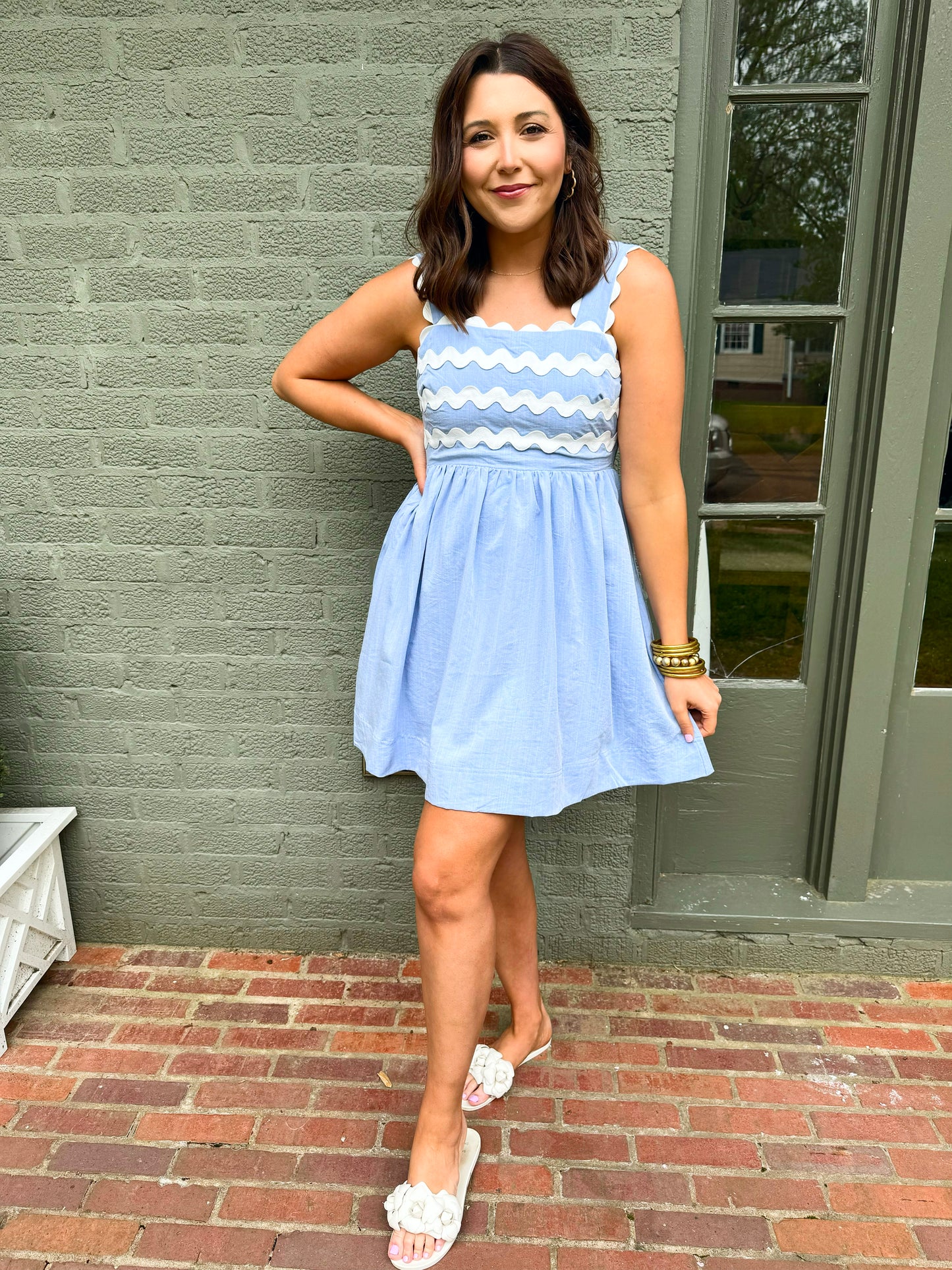 Blue Sleeveless Ric Rac Dress