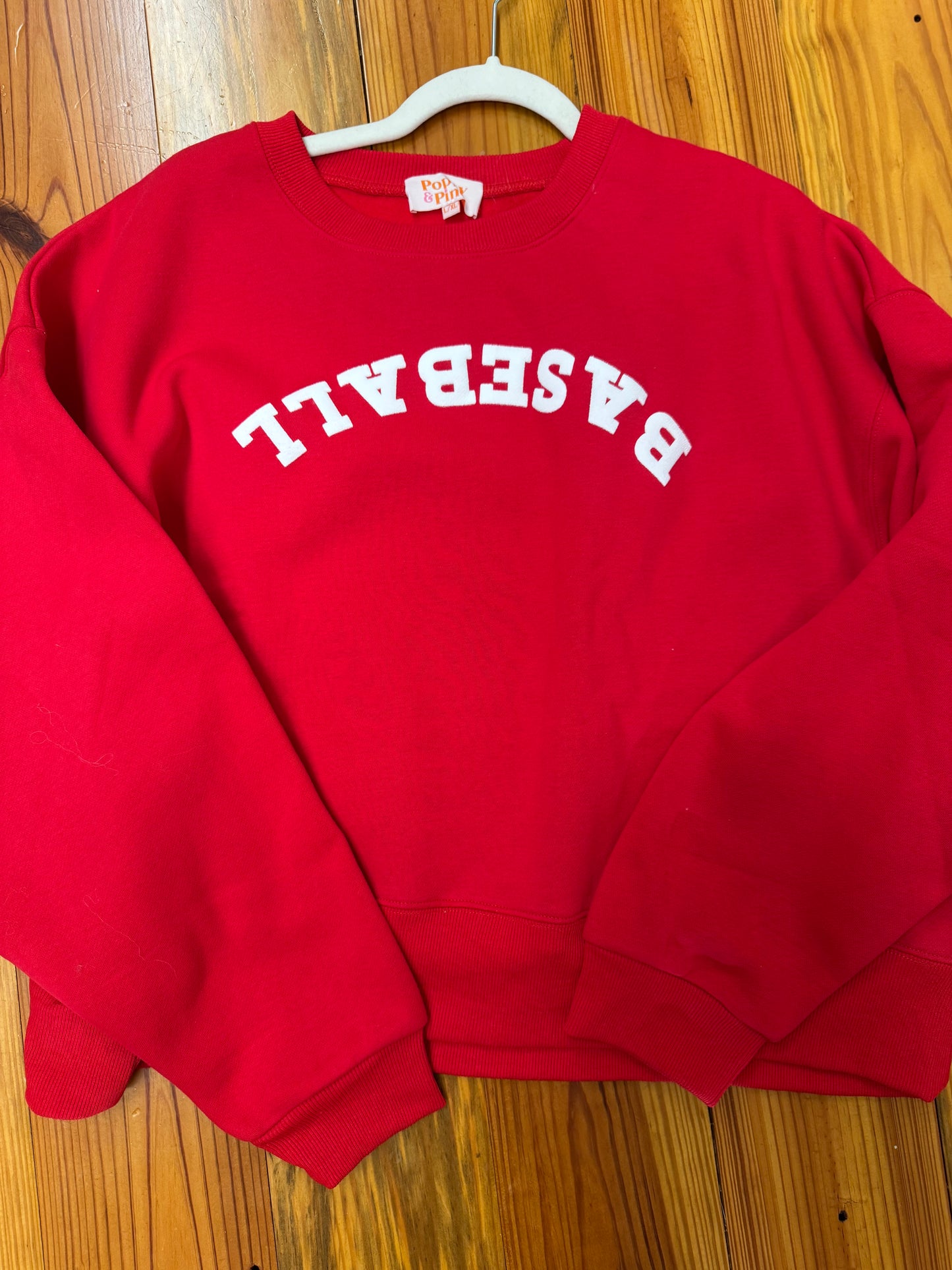 Poppy and Pine Upside Down Baseball Crop Sweatshirt