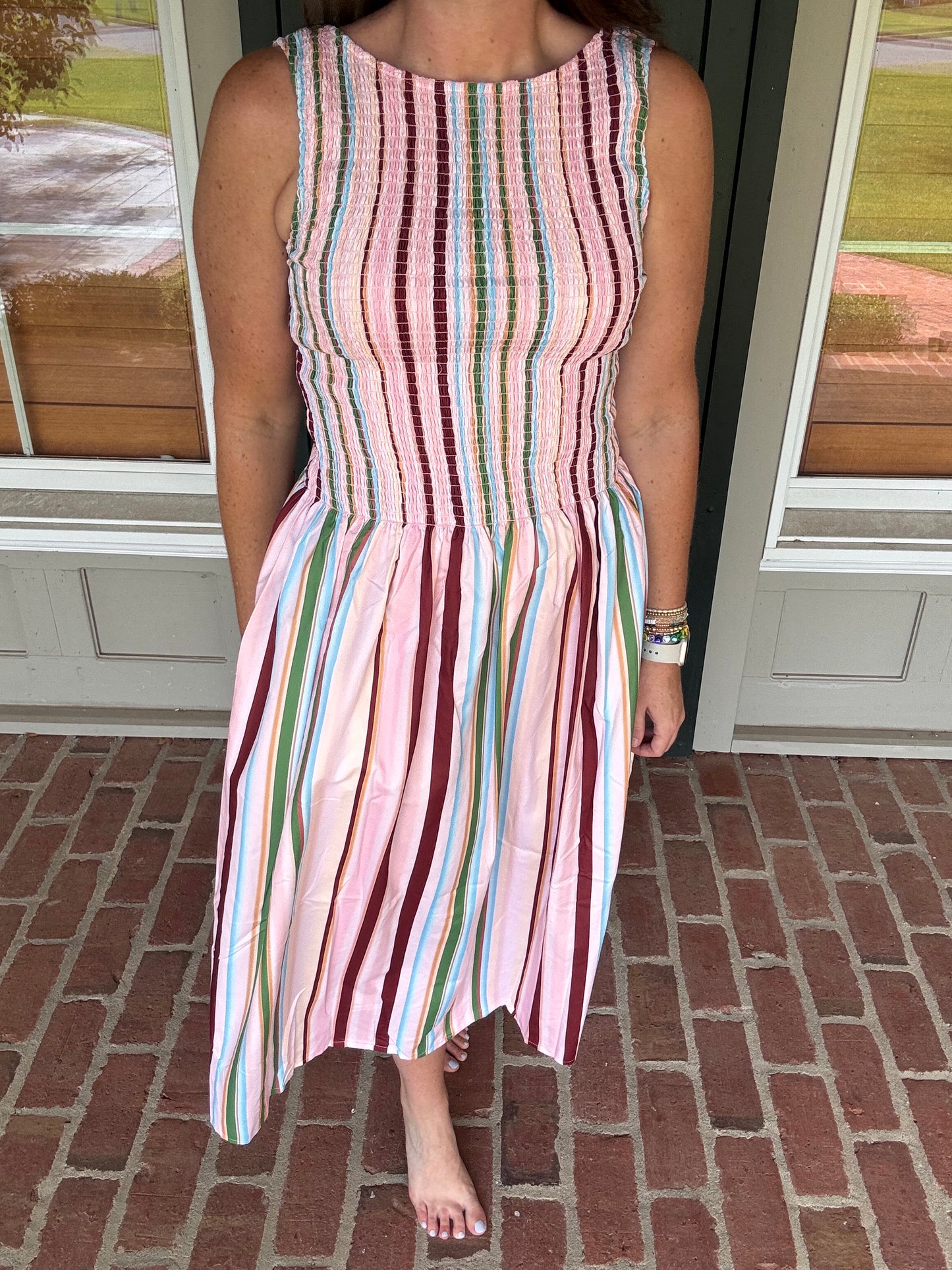 Pink Sands Smocked Midi