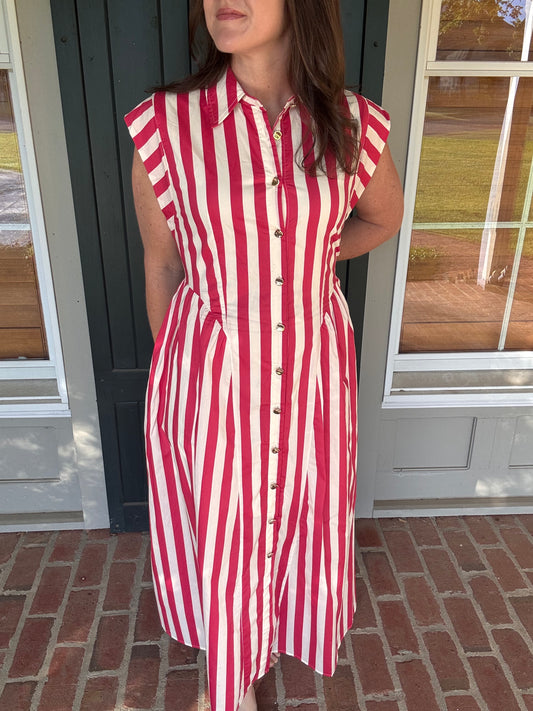 Red Striped Midi