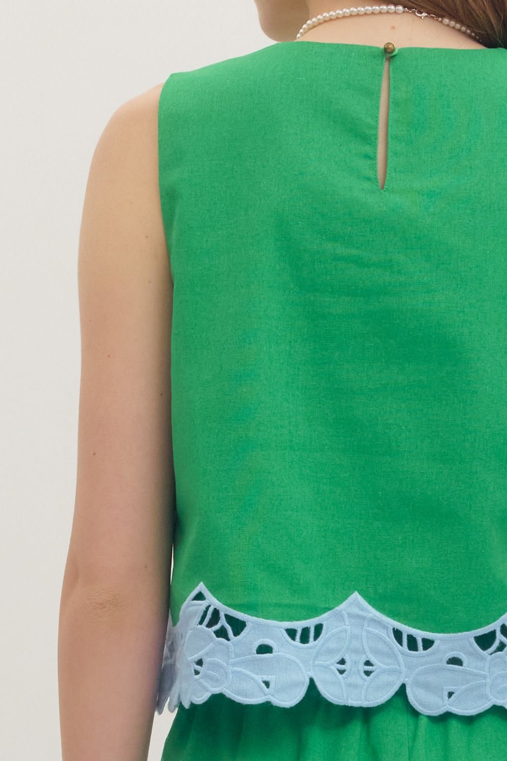 Green and Blue Lace Trim Skort Set