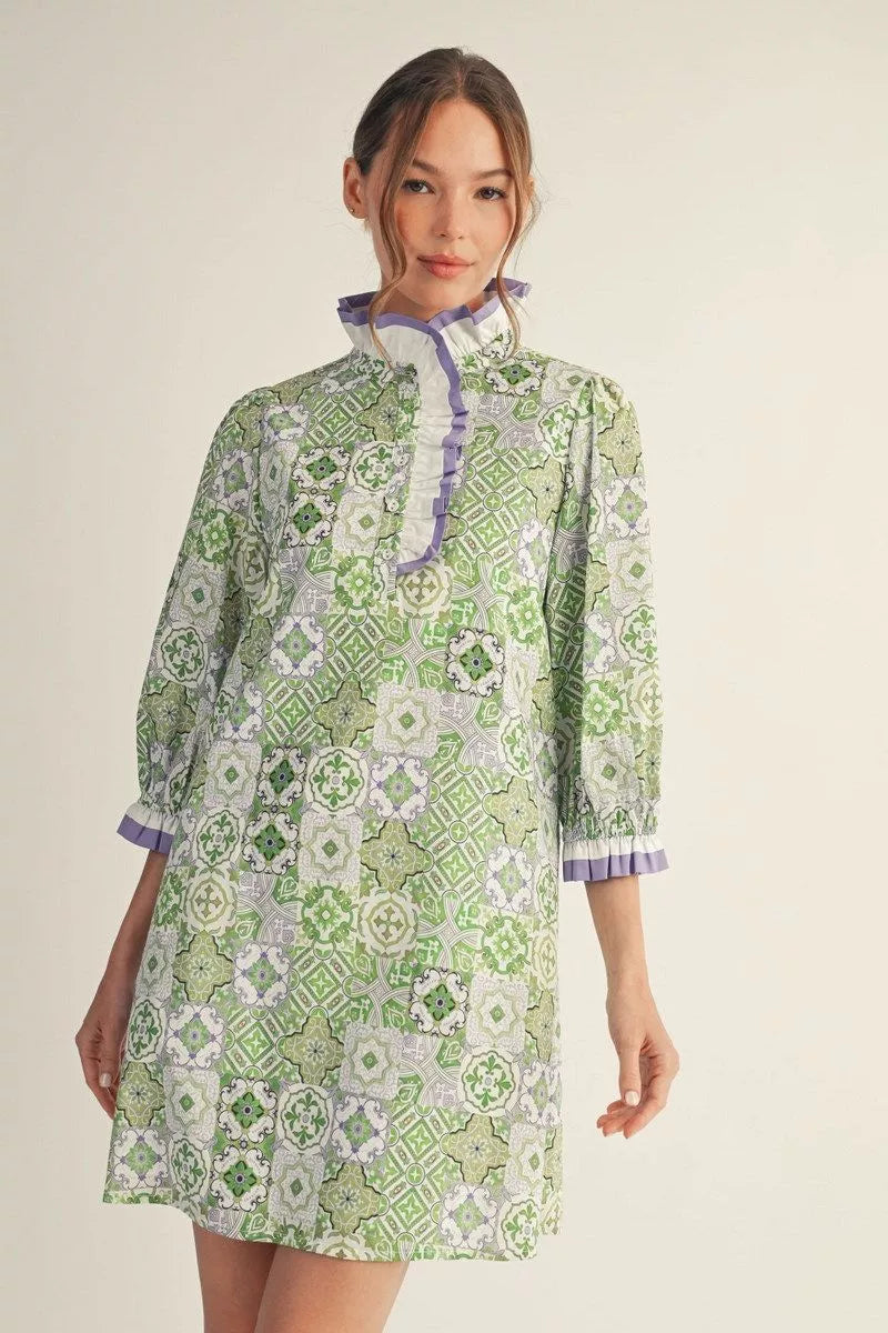 Kelly and Lavender Tile Dress