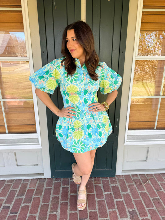 Lime Multi Button Front Dress
