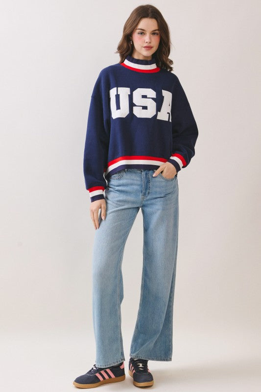 USA Navy Mock Neck Sweatshirt