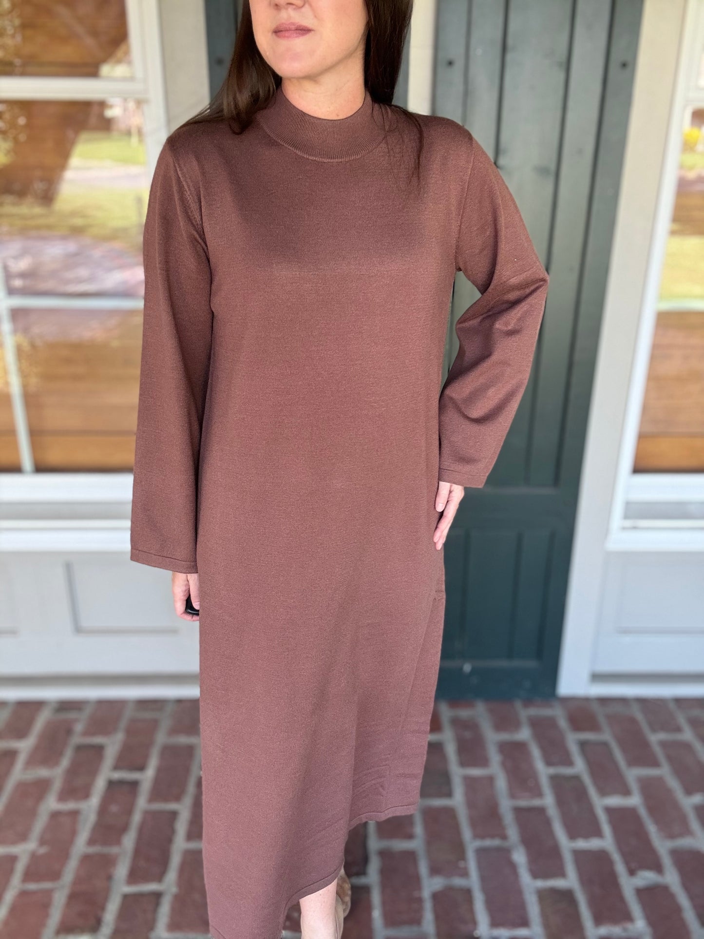 Coffee Mock Neck Midi