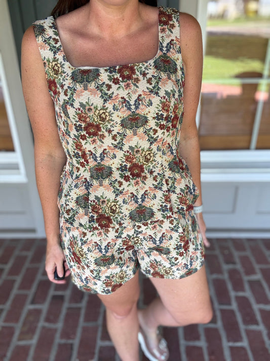 Taupe Jacquard Short Set