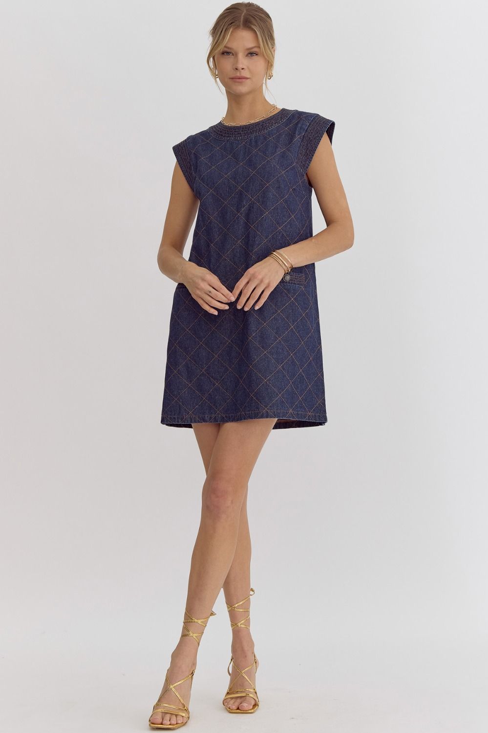 Dark Denim Quilted Dress