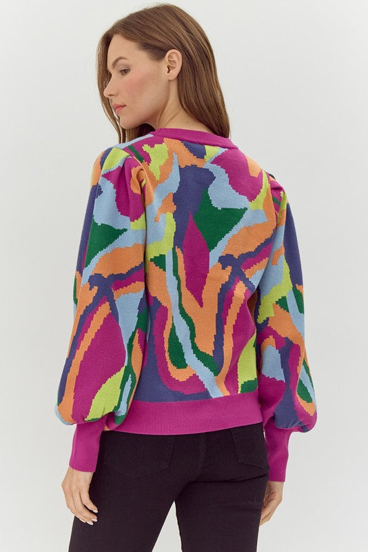 Magenta Abstract Sweater