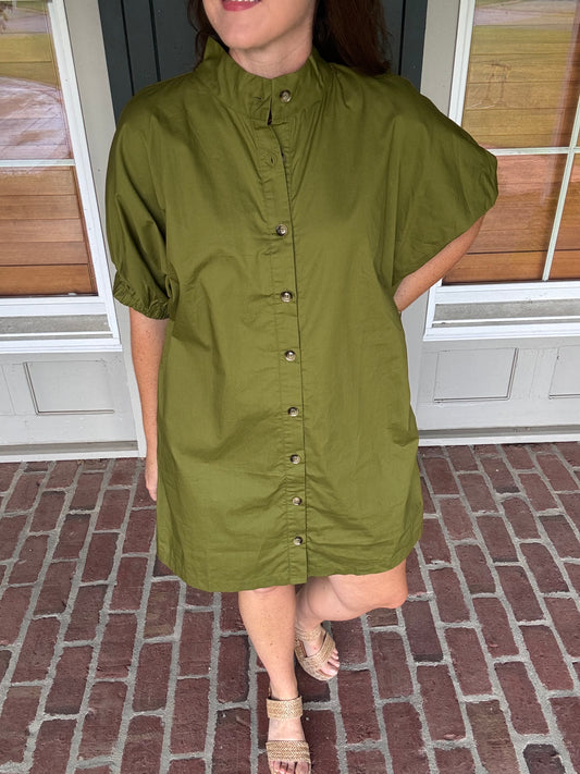 Martini Olive Button Up Dress