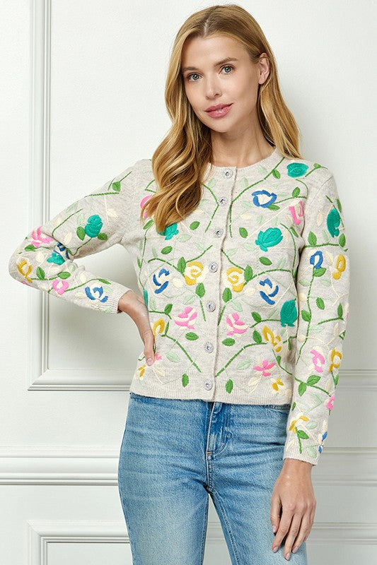 Floral Embroidery Cardigan