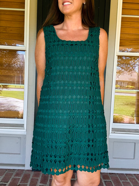 Pine Embroidered Shift Dress
