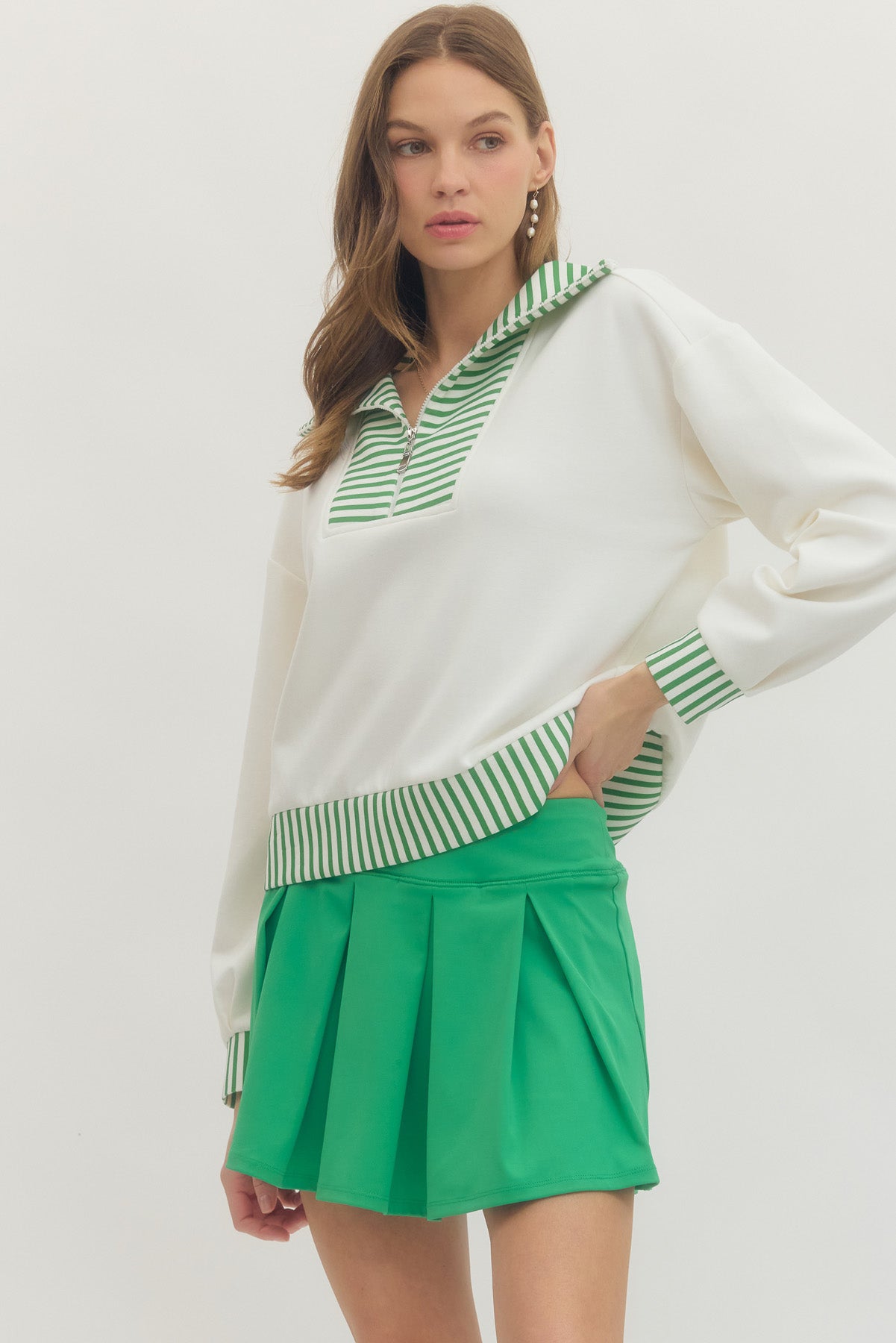 Green Pleated Skort