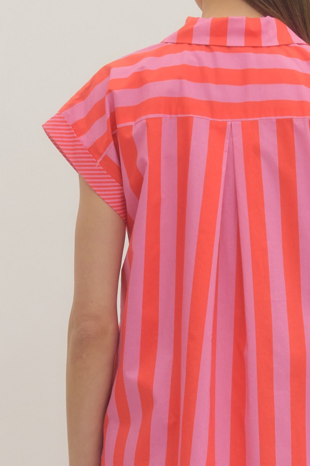 Pink Orange Stripe Shirt Dress